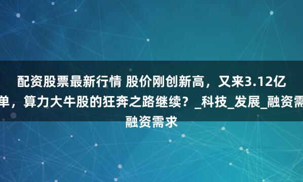 配资股票最新行情 股价刚创新高，又来3.12亿大单，算力大牛股的狂奔之路继续？_科技_发展_融资需求