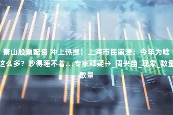 萧山股票配资 冲上热搜！上海市民崩溃：今年为啥这么多？吵得睡不着…专家释疑→_周兴苗_现象_数量