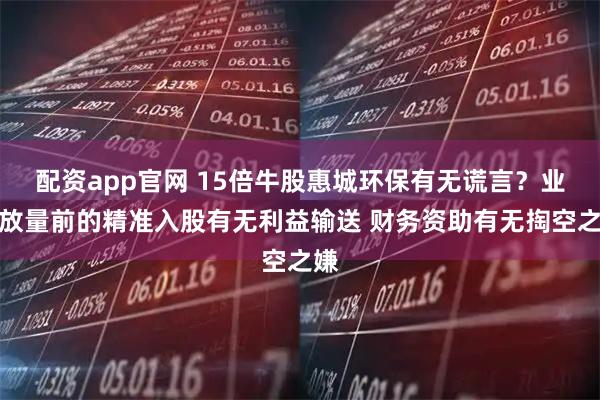 配资app官网 15倍牛股惠城环保有无谎言？业绩放量前的精准入股有无利益输送 财务资助有无掏空之嫌